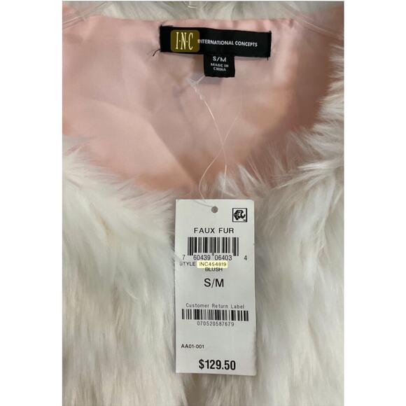 INC International Concepts Vest Women’s Size S/M Pink White Soft Faux-Fur Ombre - Picture 4 of 9
